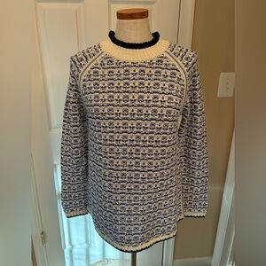 Talbots Navy and Cream Patterned Sweater